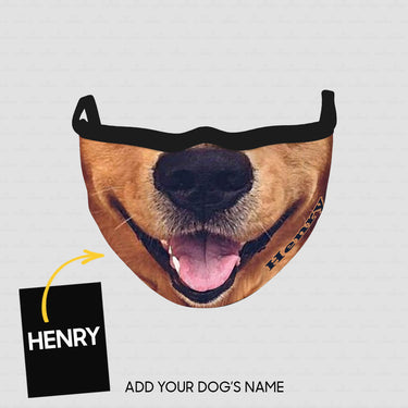 Personalized Dog Gift Idea - Dark Brown Golden Smiling Face Zoom In For Dog Lovers - Cloth Mask